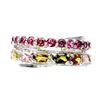Image 1 : Unheated Oval Tourmaline 5x3mm Rhodolite Garnet 14k White Gold Plated 925 Sterling Silver Ring 8.5