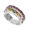 Image 2 : Unheated Oval Tourmaline 5x3mm Rhodolite Garnet 14k White Gold Plated 925 Sterling Silver Ring 8.5