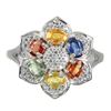Image 1 : Heated Oval Sapphire Multi Color 4x3mm Cz 14k White Gold Plated 925 Sterling Silver Ring 7.5