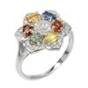 Image 2 : Heated Oval Sapphire Multi Color 4x3mm Cz 14k White Gold Plated 925 Sterling Silver Ring 7.5