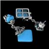 Image 3 : Stabilized Square Blue Turquoise 15mm Marcasite 925 Sterling Silver Earrings