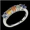 Image 2 : Heated Round Sapphire Multi Color 4mm 14 k White Gold Plated 925 Sterling Silver Ring Size 8