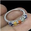 Image 3 : Heated Round Sapphire Multi Color 4mm 14 k White Gold Plated 925 Sterling Silver Ring Size 8