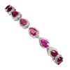 Image 1 : Heated Pear Red Ruby 7x5mm Simulated Cz 14 k White Gold Plated 925 Sterling Silver Bracelet 7 Inches