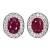 Image 1 : Heated Oval Red Ruby 8x6mm Simulated Cz 14 k White Gold Plated 925 Sterling Silver Earrings