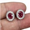 Image 2 : Heated Oval Red Ruby 8x6mm Simulated Cz 14 k White Gold Plated 925 Sterling Silver Earrings