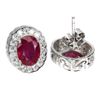 Image 3 : Heated Oval Red Ruby 8x6mm Simulated Cz 14 k White Gold Plated 925 Sterling Silver Earrings
