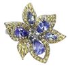 Image 1 : Unheated Pear Tanzanite 6x4mm Sapphire Diamond Cut 14k White Gold Plated 925 Sterling Silver Ring 8