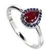 Image 2 : Heated Pear Red Ruby 7x5mm Sapphire Diamond Cut 14k White Gold Plated 925 Sterling Silver Ring Size