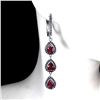 Image 2 : Heated Pear Red Ruby 7x5mm Sapphire Diamond Cut 14k White Gold Plated 925 Sterling Silver Earrings