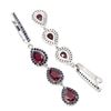 Image 3 : Heated Pear Red Ruby 7x5mm Sapphire Diamond Cut 14k White Gold Plated 925 Sterling Silver Earrings