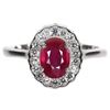 Image 1 : Heated Oval Red Ruby 8x6mm  Cz 14 k White Gold Plated 925 Sterling Silver Ring Size 8