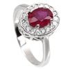 Image 2 : Heated Oval Red Ruby 8x6mm  Cz 14 k White Gold Plated 925 Sterling Silver Ring Size 8