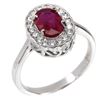 Image 3 : Heated Oval Red Ruby 8x6mm  Cz 14 k White Gold Plated 925 Sterling Silver Ring Size 8