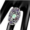 Image 3 : Unheated Oval Fire Opal 9x7mm Aquamarine Gems 14 k White Gold Plated 925 Sterling Silver Big Ring 8.