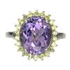 Image 1 : Unheated Oval Amethyst 12x10mm Sapphire Diamond Cut 14k White Gold Plated 925 Sterling Silver Ring 8