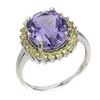Image 2 : Unheated Oval Amethyst 12x10mm Sapphire Diamond Cut 14k White Gold Plated 925 Sterling Silver Ring 8