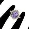 Image 3 : Unheated Oval Amethyst 12x10mm Sapphire Diamond Cut 14k White Gold Plated 925 Sterling Silver Ring 8
