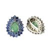 Image 3 : Unheated Pear Emerald 9x6mm Sapphire Diamond Cut 14k White Gold Plated 925 Sterling Silver Earrings