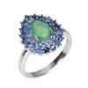 Image 2 : Unheated Pear Emerald 9x6mm Sapphire Diamond Cut 14k White Gold Plated 925 Sterling Silver Ring 8