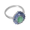 Image 3 : Unheated Pear Emerald 9x6mm Sapphire Diamond Cut 14k White Gold Plated 925 Sterling Silver Ring 8