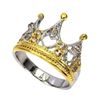 Image 2 : Heated Round Sapphire 2mm 14k 2-tone Gold Yellow and White Plated 925 Sterling Silver Crown Ring Siz