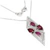 Image 1 : Heated Pear Red Ruby 6x4mm  Cz 14k White gold Plated 925 Sterling Silver Necklace 18 Inches