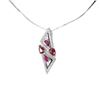 Image 2 : Heated Pear Red Ruby 6x4mm  Cz 14k White gold Plated 925 Sterling Silver Necklace 18 Inches