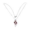 Image 3 : Heated Pear Red Ruby 6x4mm  Cz 14k White gold Plated 925 Sterling Silver Necklace 18 Inches