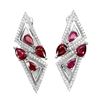Image 1 : Heated Pear Red Ruby 6x4mm Cz 14k White Gold Plated 925 Sterling Silver Earrings