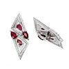 Image 3 : Heated Pear Red Ruby 6x4mm Cz 14k White Gold Plated 925 Sterling Silver Earrings