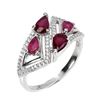 Image 2 : Heated Pear Red Ruby 6x4mm Cz 14k White Gold Plated 925 Sterling Silver Ring Size 8
