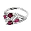 Image 3 : Heated Pear Red Ruby 6x4mm Cz 14k White Gold Plated 925 Sterling Silver Ring Size 8