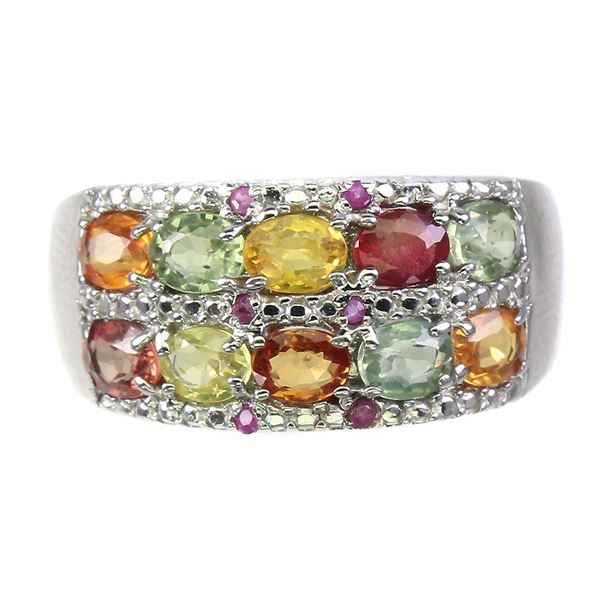 Heated Oval Sapphire 4x3mm Ruby 14K White Gold Plated 925 Sterling Silver Ring 9