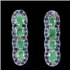 Image 1 : Unheated Oval Emerald 4x3mm Sapphire Diamond Cut 14 k White Gold over 925 Sterling Silver Earrings