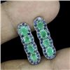 Image 2 : Unheated Oval Emerald 4x3mm Sapphire Diamond Cut 14 k White Gold over 925 Sterling Silver Earrings