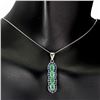 Image 2 : Unheated Oval Emerald 4x3mm Sapphire Diamond Cut 14 k White Gold over 925 Sterling Silver Necklace