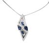 Image 2 : Heated Pear Blue Sapphire Kanchanaburi Cz 14k White Gold Plated 925 Sterling Silver Necklace