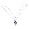 Image 3 : Heated Pear Blue Sapphire Kanchanaburi Cz 14k White Gold Plated 925 Sterling Silver Necklace