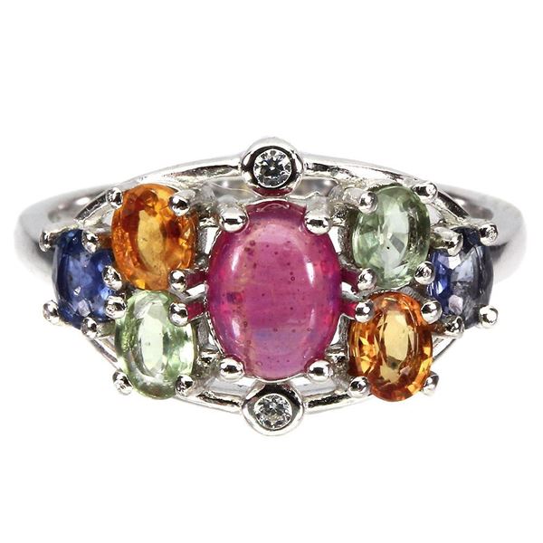 Heated Oval Ruby 7x5mm Sapphire Cz 14 k White Gold Plated 925 Sterling Silver Ring Size 7