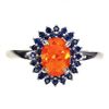 Image 1 : Clarity Enhanced Oval Orange Opal 8x6mm Sapphire Diamond Cut 14 K White Gold Plated 925 Sterling Sil