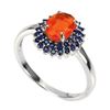 Image 2 : Clarity Enhanced Oval Orange Opal 8x6mm Sapphire Diamond Cut 14 K White Gold Plated 925 Sterling Sil