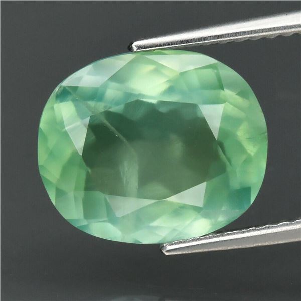 RARE  4.39ct 12x10.2mm Oval Natural Green Prehnite, Africa