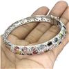 Image 3 : Unheated Pear Tourmaline 5x4mm 14K White Gold Plated 925 Sterling Silver Bangle
