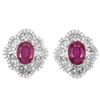 Image 1 : Heated Oval Red Ruby 8x6mm Cz 14 k White Gold Plated 925 Sterling Silver Earrings