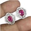 Image 2 : Heated Oval Red Ruby 8x6mm Cz 14 k White Gold Plated 925 Sterling Silver Earrings