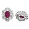 Image 3 : Heated Oval Red Ruby 8x6mm Cz 14 k White Gold Plated 925 Sterling Silver Earrings