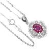Image 1 : Heated Oval Red Ruby 8x6mm Cz 14 k White Gold Plated 925 Sterling Silver Necklace 18 Inches
