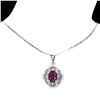 Image 2 : Heated Oval Red Ruby 8x6mm Cz 14 k White Gold Plated 925 Sterling Silver Necklace 18 Inches