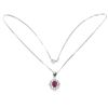 Image 3 : Heated Oval Red Ruby 8x6mm Cz 14 k White Gold Plated 925 Sterling Silver Necklace 18 Inches